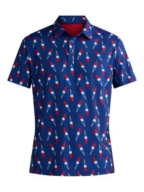 Men's Navy Blue Popsicle Print Polo Shirt